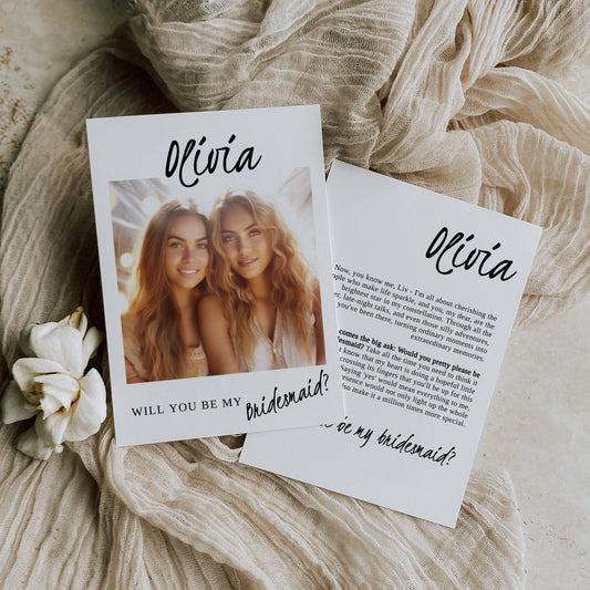 Bridesmaid Proposal Card Template, Editable Photo Proposal Card, Will You Be My Maid of Honor Card, Bridesmaid Card Template, Ask Card