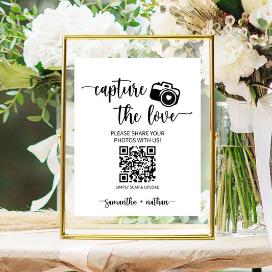 Photo Capture the Love Sign with QR Code, 8x10" Table Top Sign