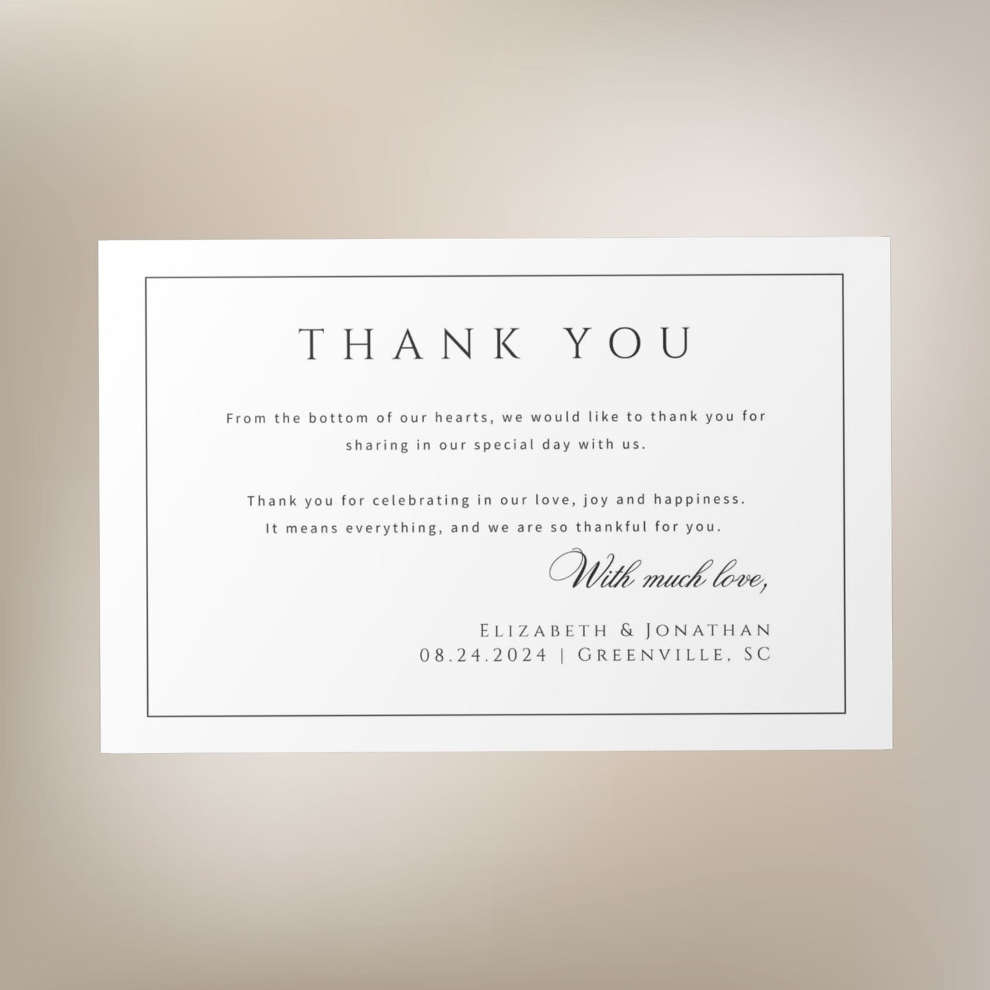 Wedding Thank You Card Template, Thank You Wedding Cards, Wedding Card Thank You, Wedding Stationery, Double Sided, Edit with Templett, TRA