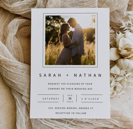 Minimalist Wedding Invitation Template | Editable Minimalist Wedding Invite | Modern Wedding Invite | Photo Wedding Invitation | Tayler