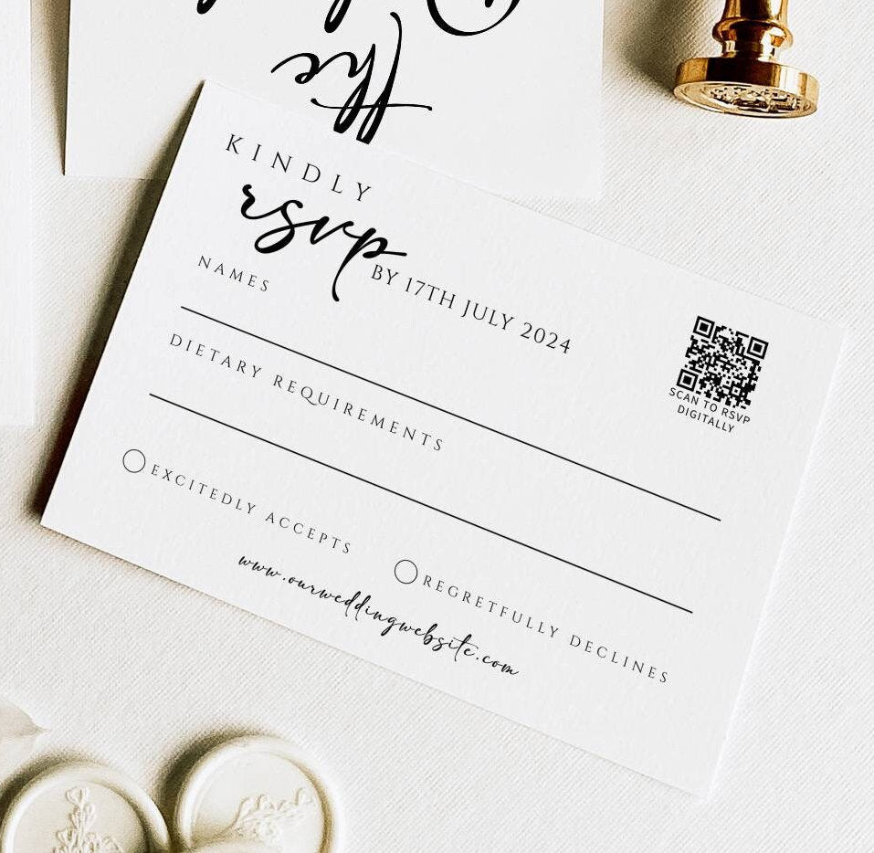 Modern Wedding Invitation Suite Template, Wedding Invite Suite, Photo Invite, RSVP Card with QR Code, Wedding Details Insert, Editable, MOD