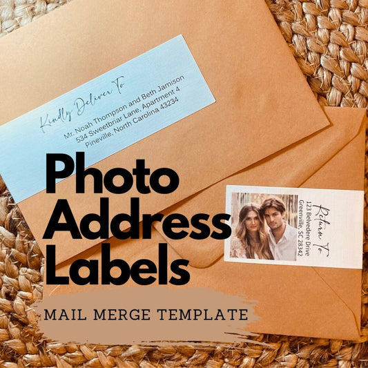 Photo Address Label Template, Envelope Template, Mail Merge Address Label, Address Label, Editable Template, Instant, MOD