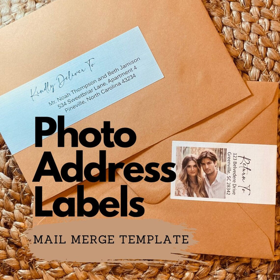 Photo Address Label Template, Envelope Template, Mail Merge Address Label, Address Label, Editable Template, Instant, MOD