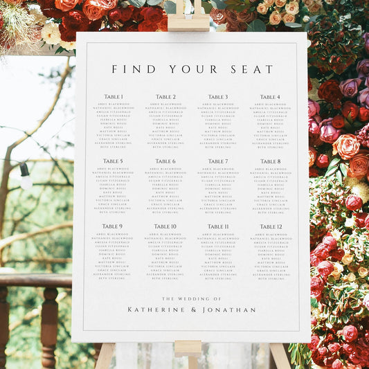 Minimalist Seating Chart Sign, Wedding Seating Chart, Find Your Seat, Wedding Seating Sign, MIN
