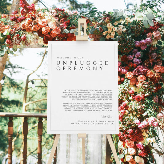 Minimalist Unplugged Ceremony Sign, Wedding Unplugged Ceremony Sign, Editable with Templett, MIN